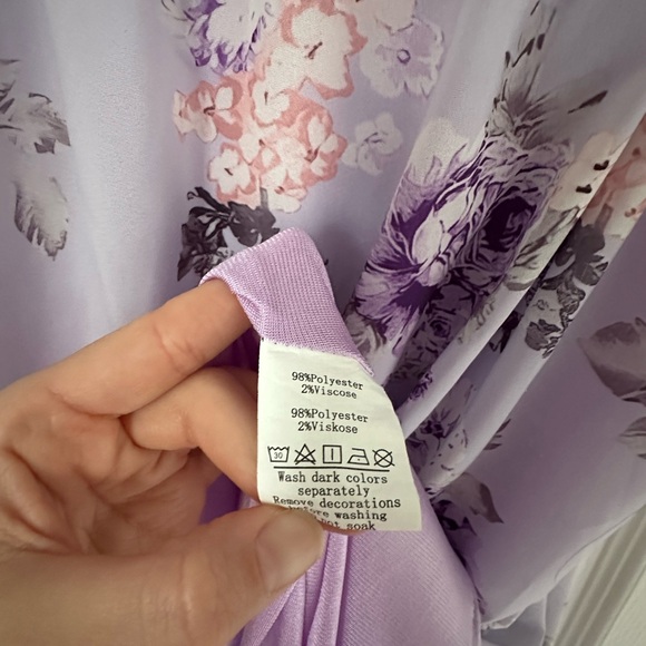 Grace Karin Floral Lavender A Line Maxi Dress Off or On the shoulder - Picture 9 of 13